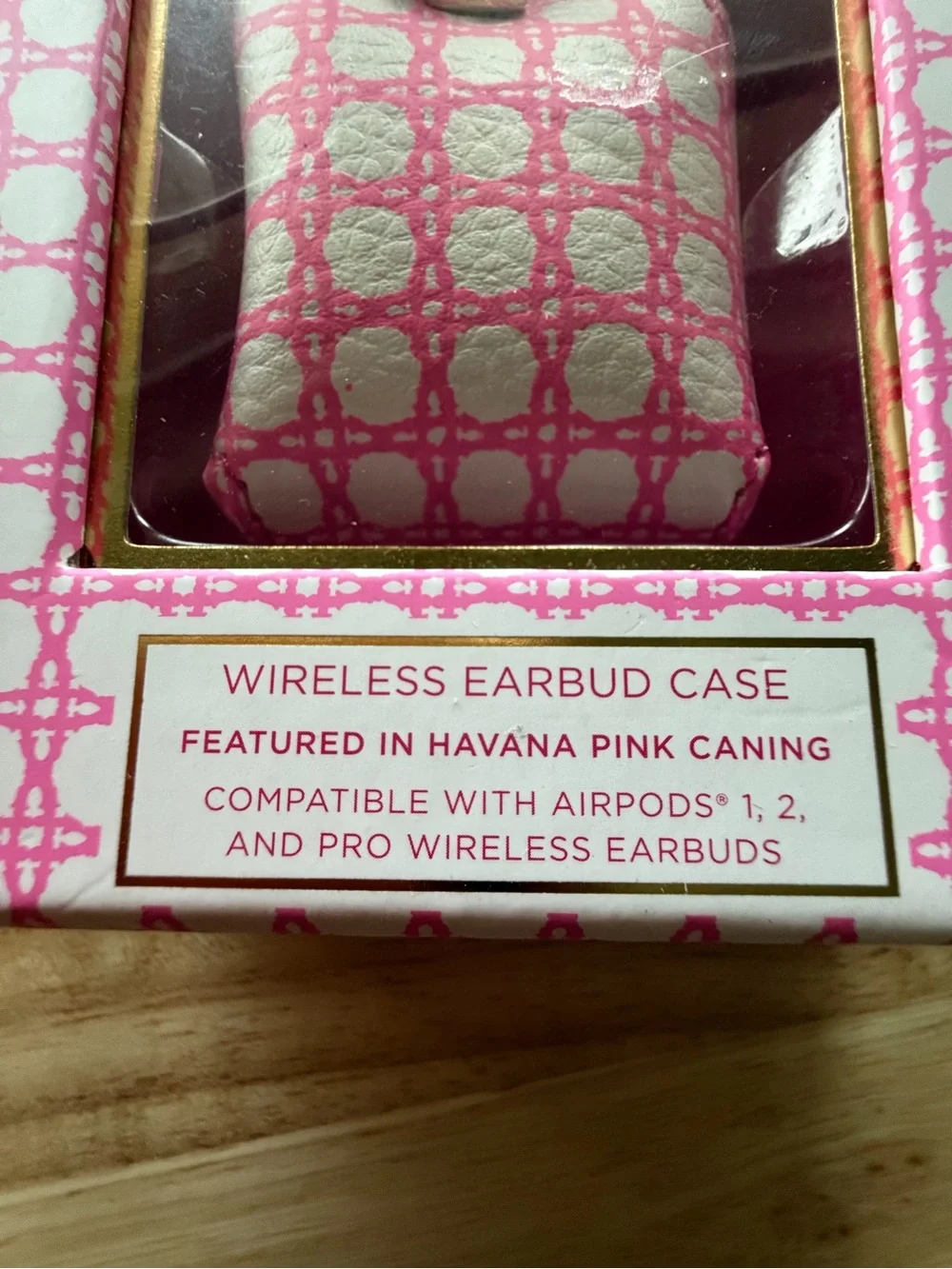 Lilly Pulitzer Pink and White Caning Earbud Case Keychain